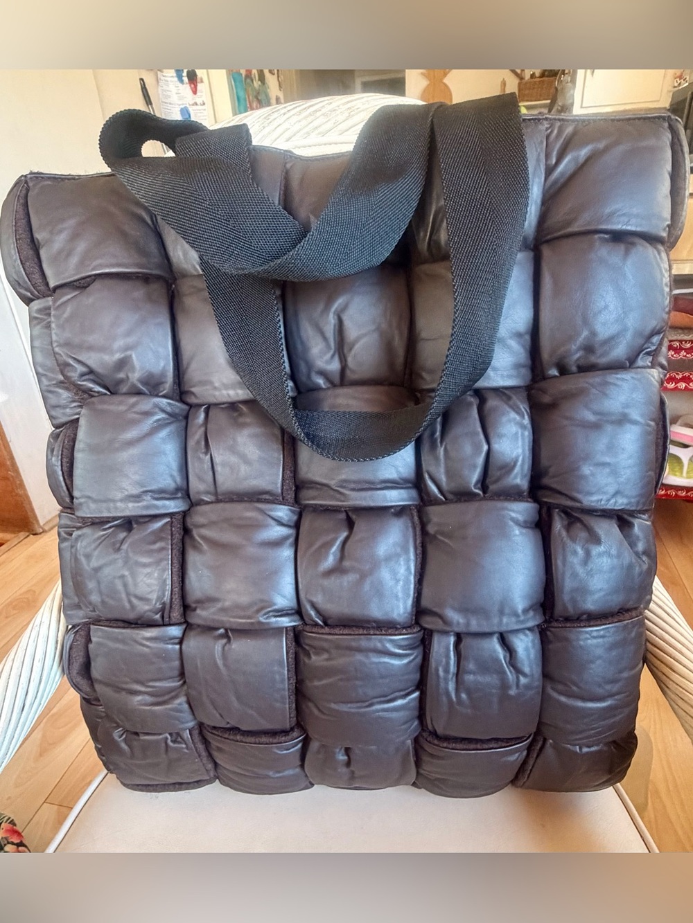 BOTTEGA VENETA Padded Tote Bag Calfskin Leather Wool Fondant. NEW! RT $ 4990. XL - Picture 8 of 12